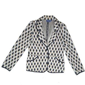 Pendleton Cotton Diamond Argyle Print Academia Blazer Jacket Pockets Size M